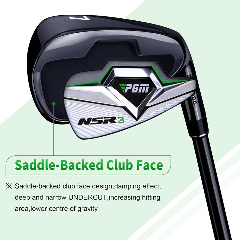 PGM Golf Clubs NSR III Irons Set (5, 6, 7, 8, 9, PW, S) with Graphite Shafts for Right-Handed Golfers – S/R Flex - Image 2